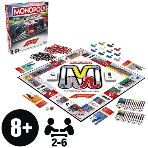 Monopoly F1 Edition, Official Formula 1 Game, Family Games for Children, Teenagers and Adults, for 2 to 6 Players, 45 Minutes, Age 8 + - Spanish Version