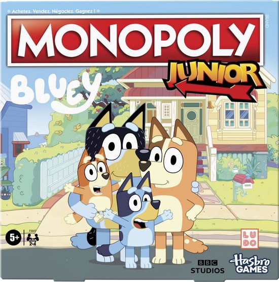 Monopoly Junior: Bluey-editie, voor kinderen Franse editie