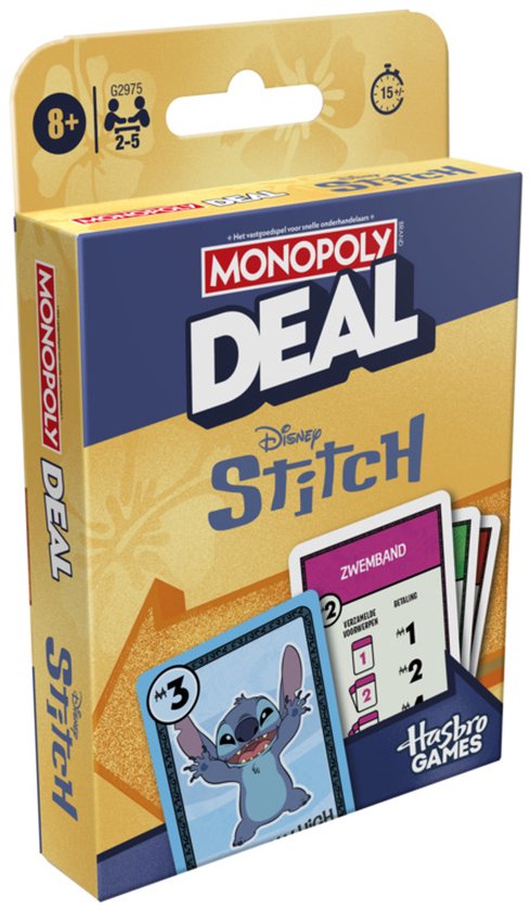 Monopoly Deal: Disney Stitch-editie, officieel gelicentieerd Disney-spel, kinderen van 8+